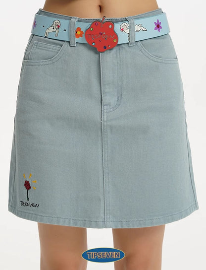 Hand Drawn Cartoon Apple Buckle Leather Belt
 [ID:0561BE]