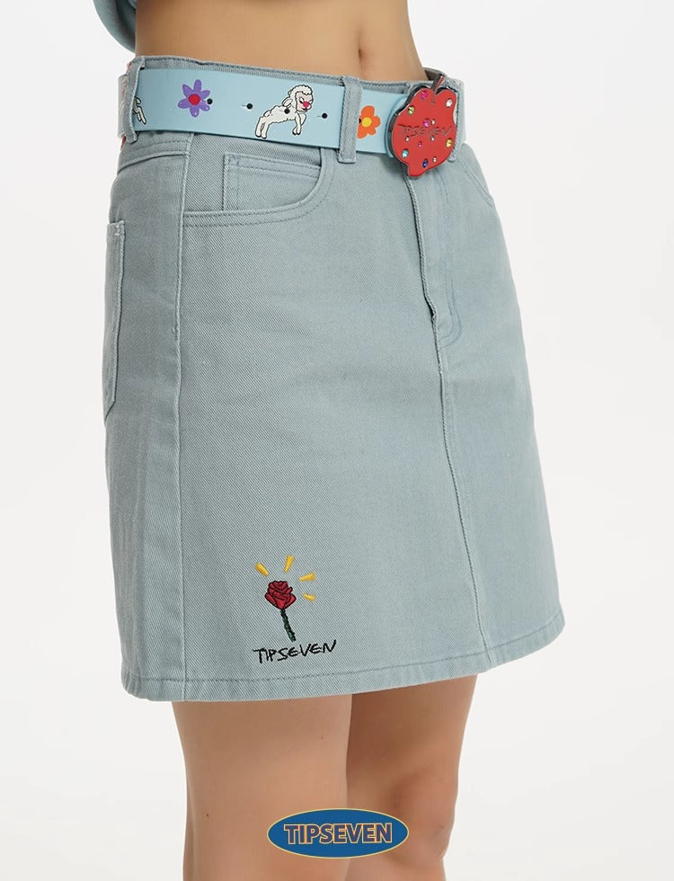 Hand Drawn Cartoon Apple Buckle Leather Belt
 [ID:0561BE]