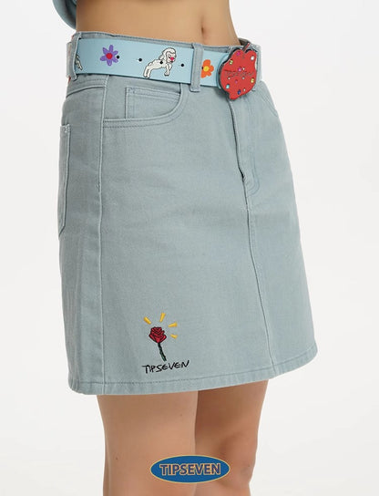 Hand Drawn Cartoon Apple Buckle Leather Belt
 [ID:0561BE]