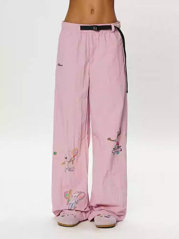 Olympic Style Graffiti Elastic Waist Casual Pants
 [ID:0562PA]