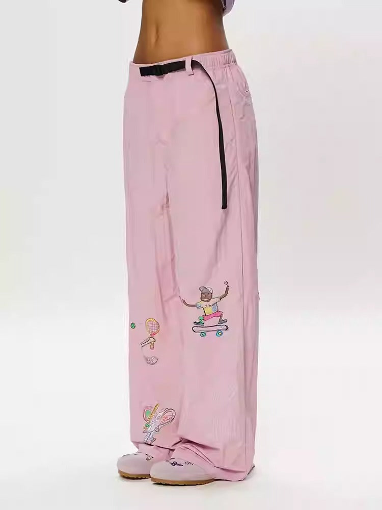 Olympic Style Graffiti Elastic Waist Casual Pants
 [ID:0562PA]
