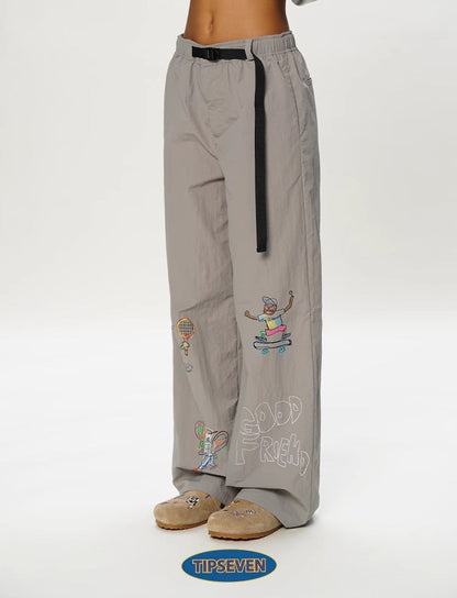 Olympic Style Graffiti Elastic Waist Casual Pants
 [ID:0562PA]