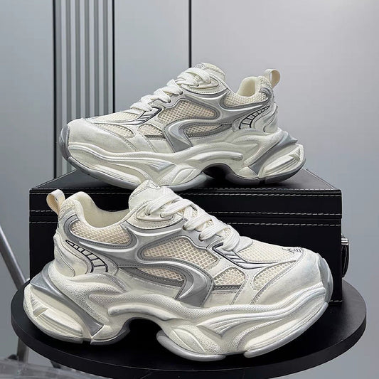 Edgy Dirt-Design Wavy-Sole Platform Sneakers  HL3288