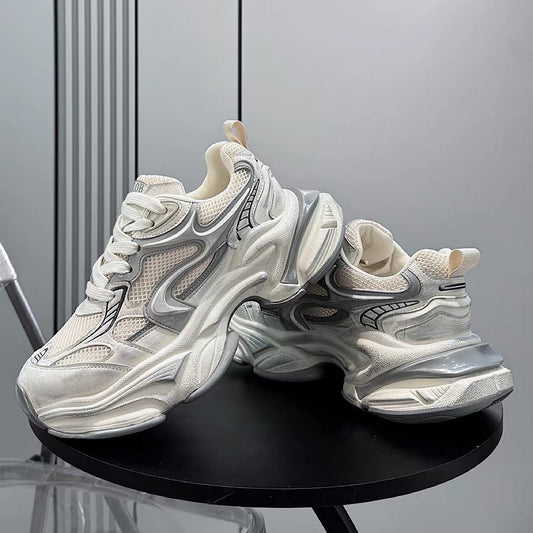 Edgy Dirt-Design Wavy-Sole Platform Sneakers  HL3288