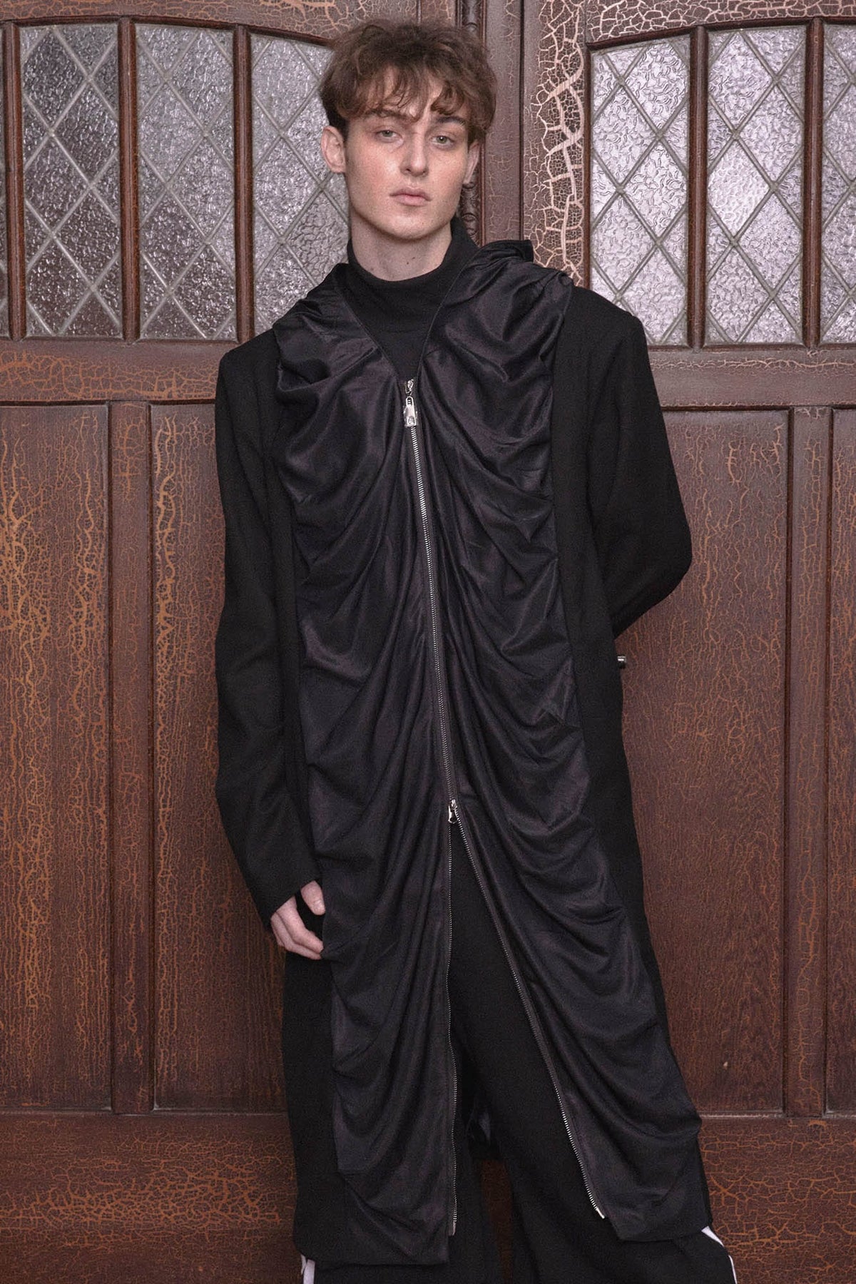 KADAKADA Crinkled Hooded Longline Trench Coat