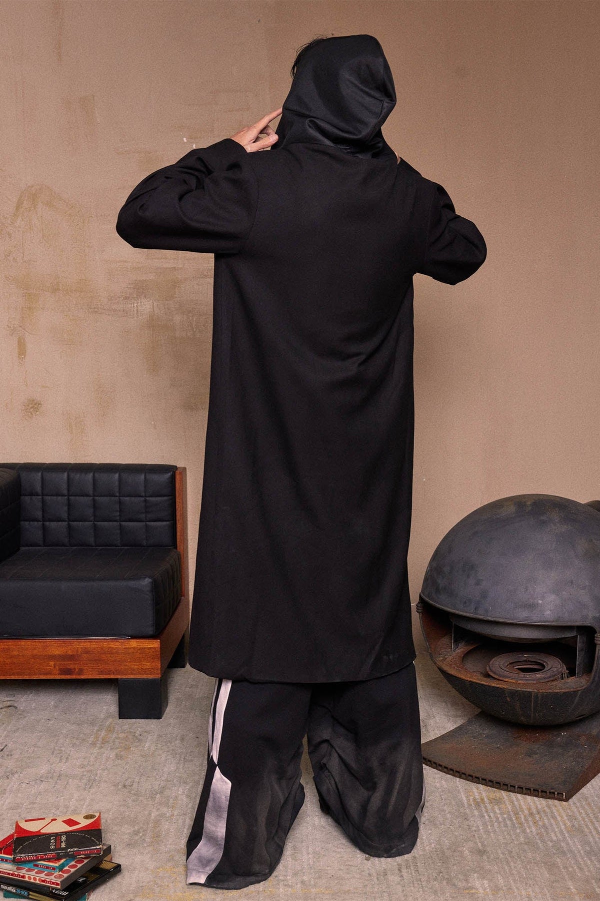 KADAKADA Crinkled Hooded Longline Trench Coat