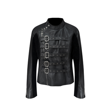 TH4SWE Retro Ornate Buckled Faux Leather Jacket