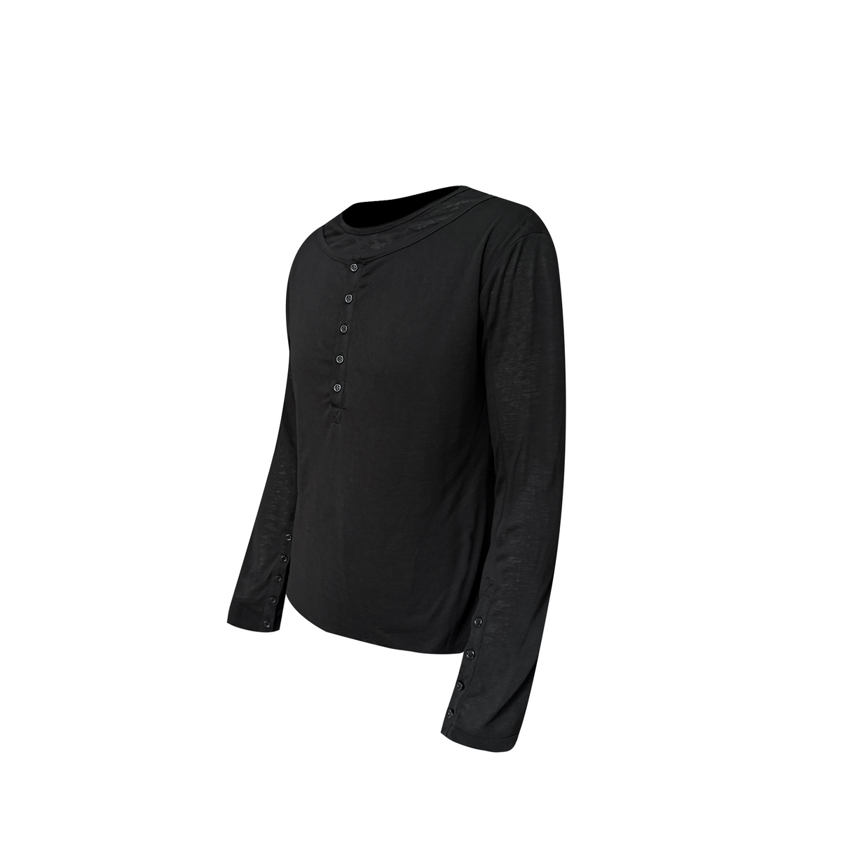 TH4SWE Layered Diamond Spine Graphic Henley Long-Sleeve Tee