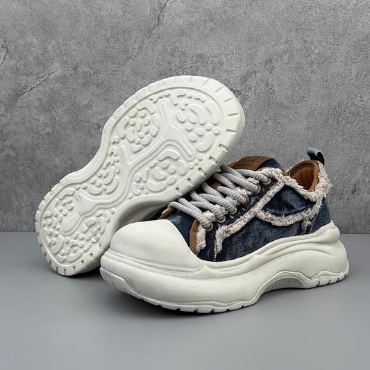 Dirt Design denim stitch style platform sneakers  HL3250