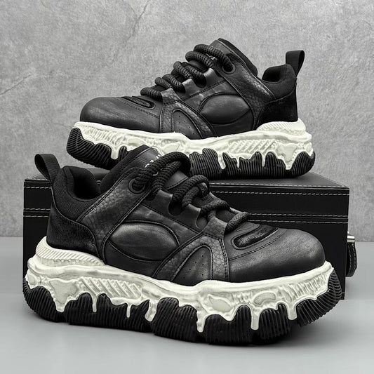 Vintage melted and frayed design platform silhouette sneakers  HL3251