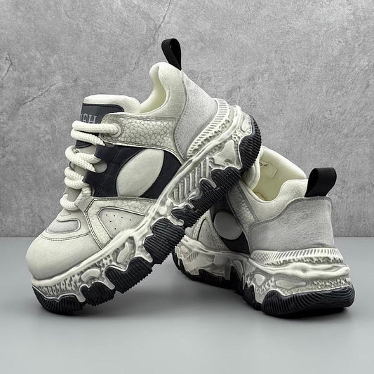 Vintage melted and frayed design platform silhouette sneakers  HL3251
