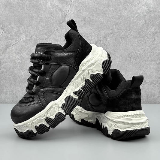 Vintage melted and frayed design platform silhouette sneakers  HL3251
