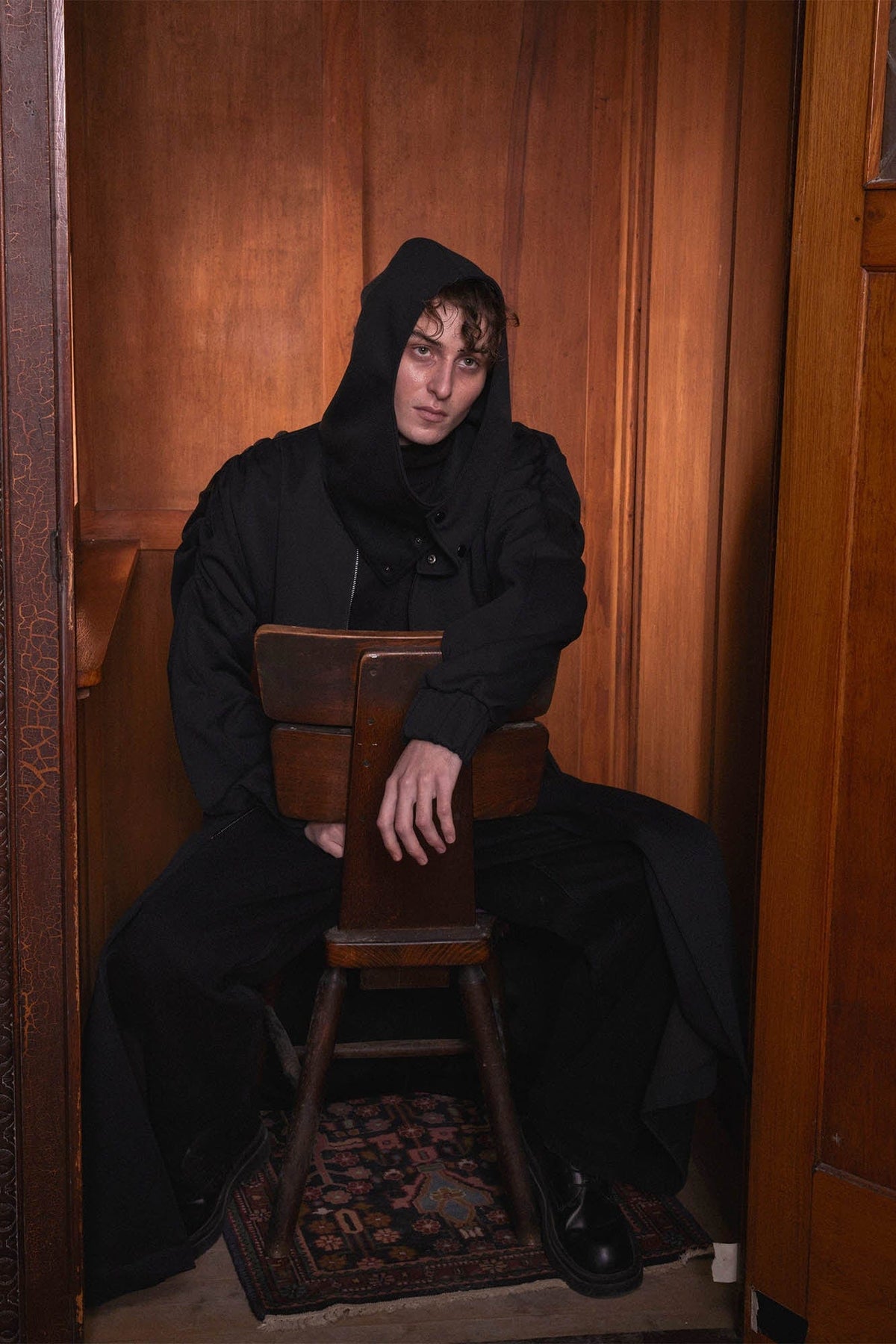 KADAKADA Hooded Pleated Shoulder Cloak