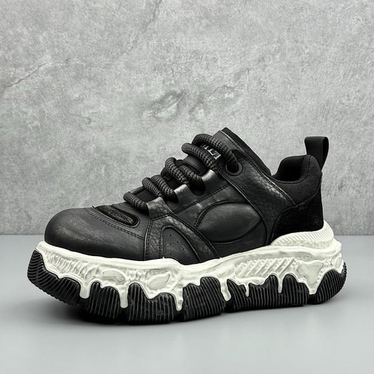 Vintage melted and frayed design platform silhouette sneakers  HL3251