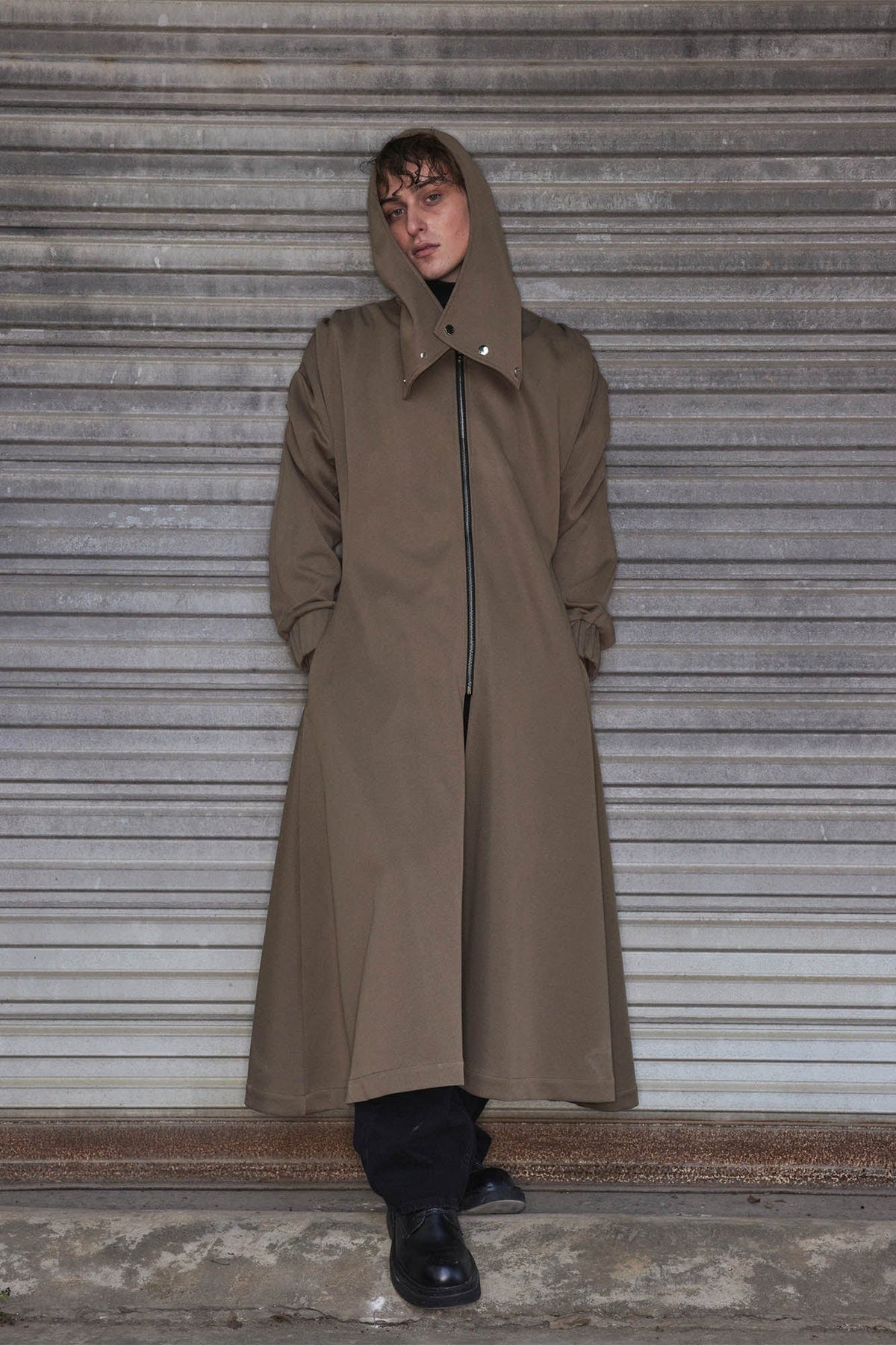 KADAKADA Hooded Pleated Shoulder Cloak
