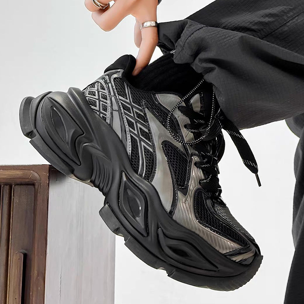 High-top sole silhouette block design casual platform sneakers