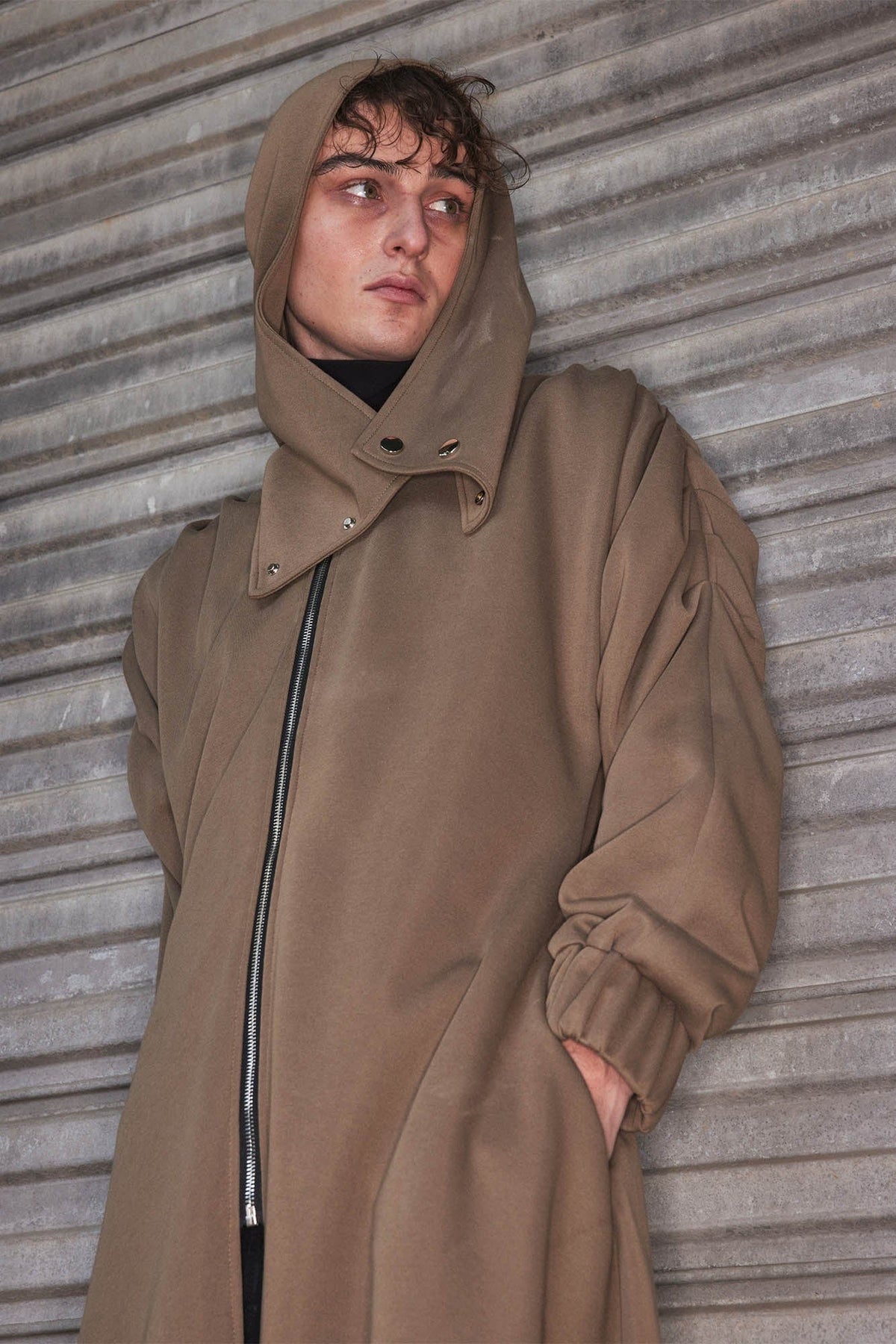 KADAKADA Hooded Pleated Shoulder Cloak