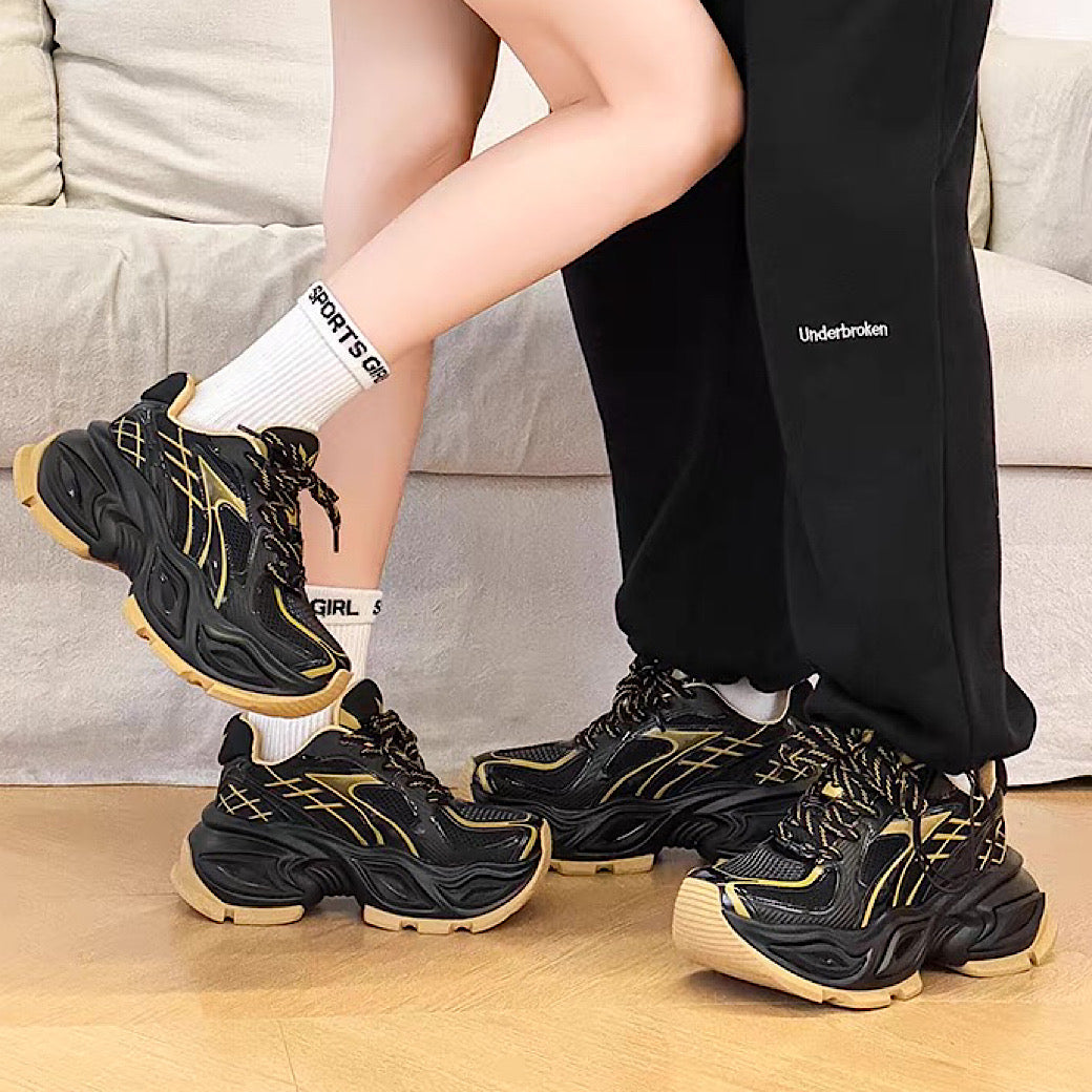 High-top sole silhouette block design casual platform sneakers