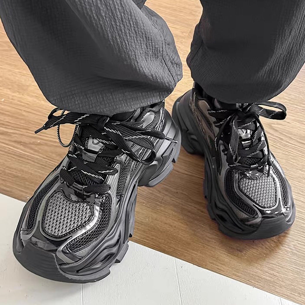 High-top sole silhouette block design casual platform sneakers