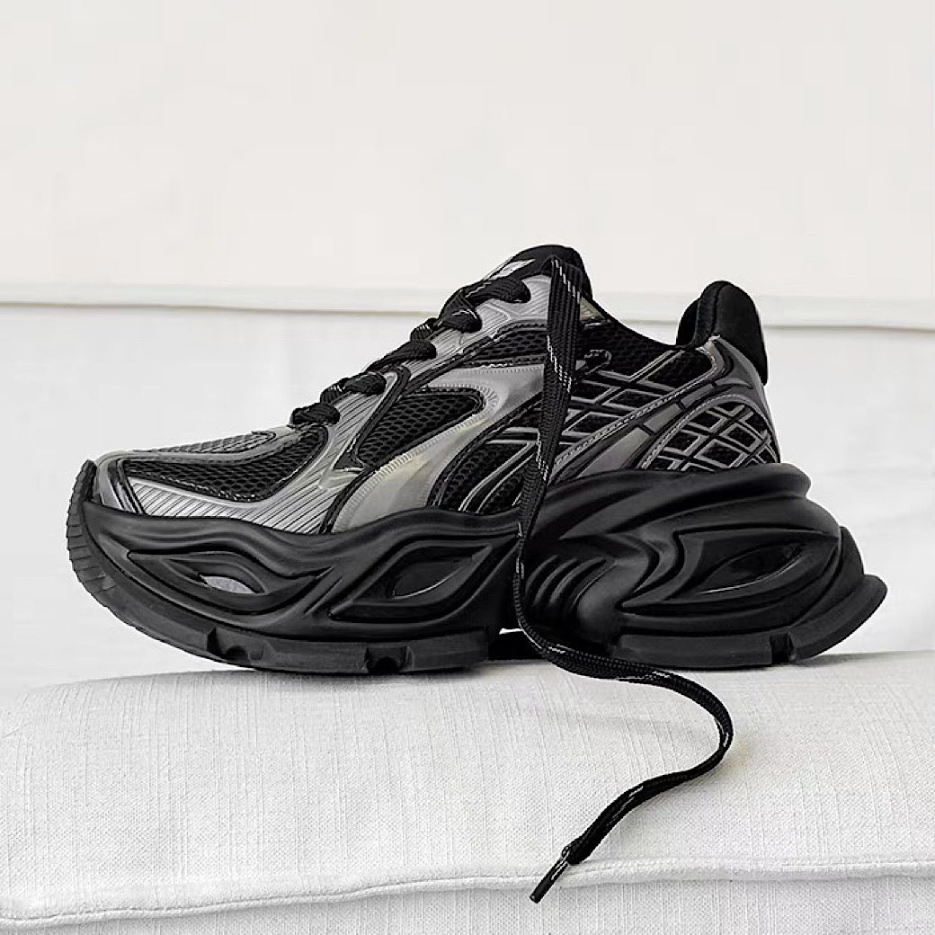 High-top sole silhouette block design casual platform sneakers