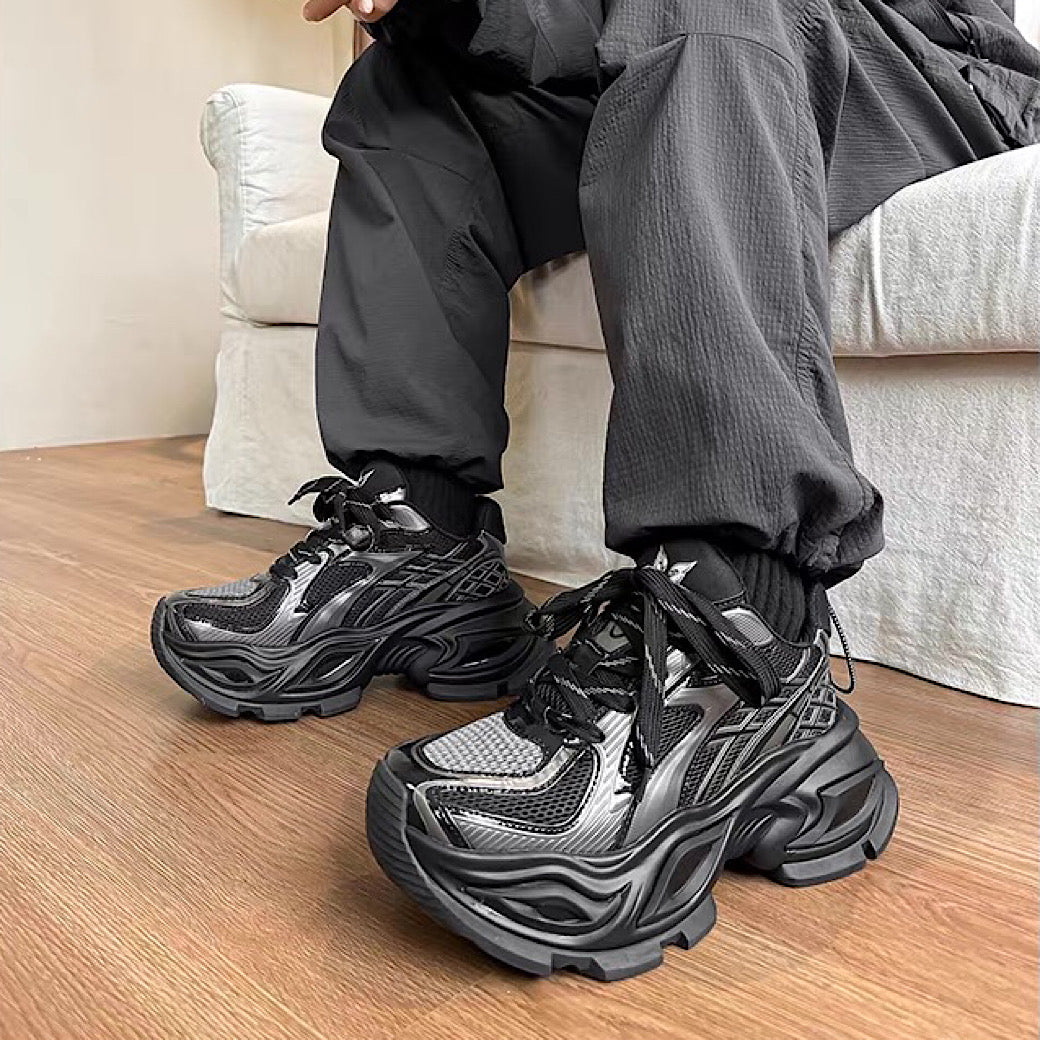 High-top sole silhouette block design casual platform sneakers