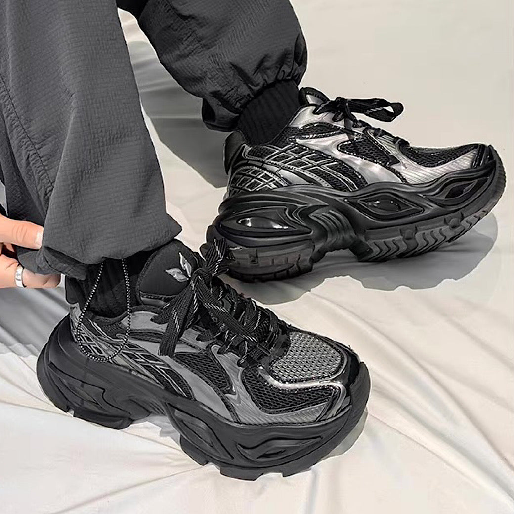 High-top sole silhouette block design casual platform sneakers