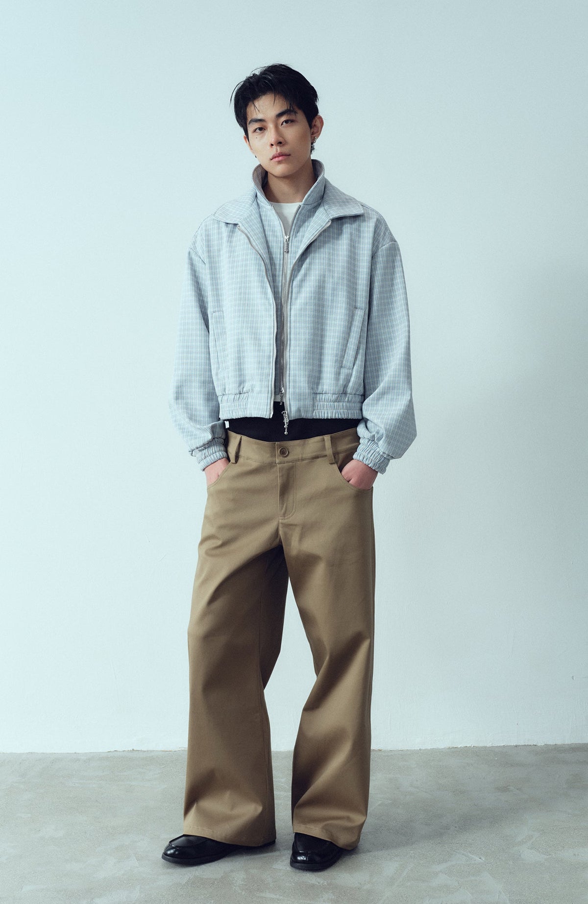 KADAKADA Double-Layer Collar Reversible Plaid Jacket