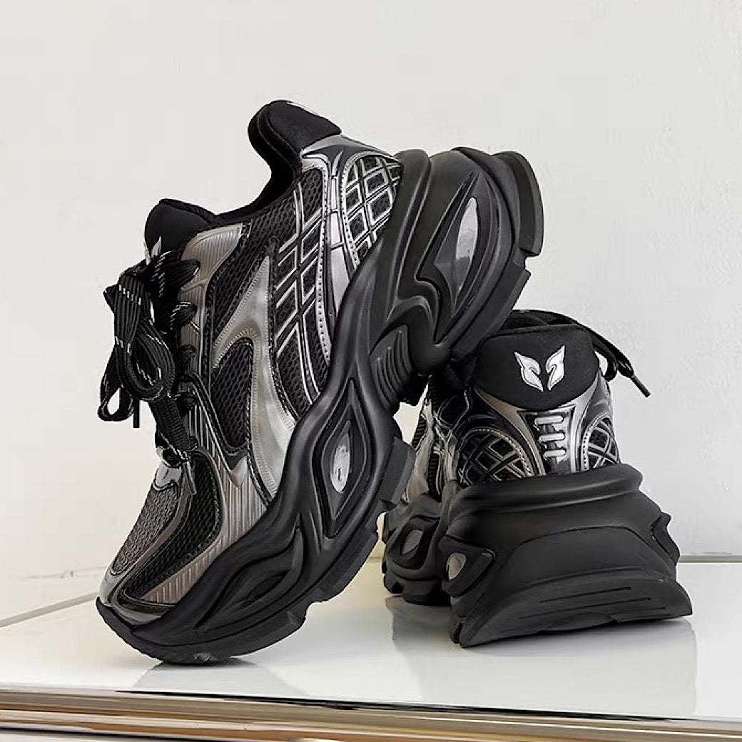 High-top sole silhouette block design casual platform sneakers
