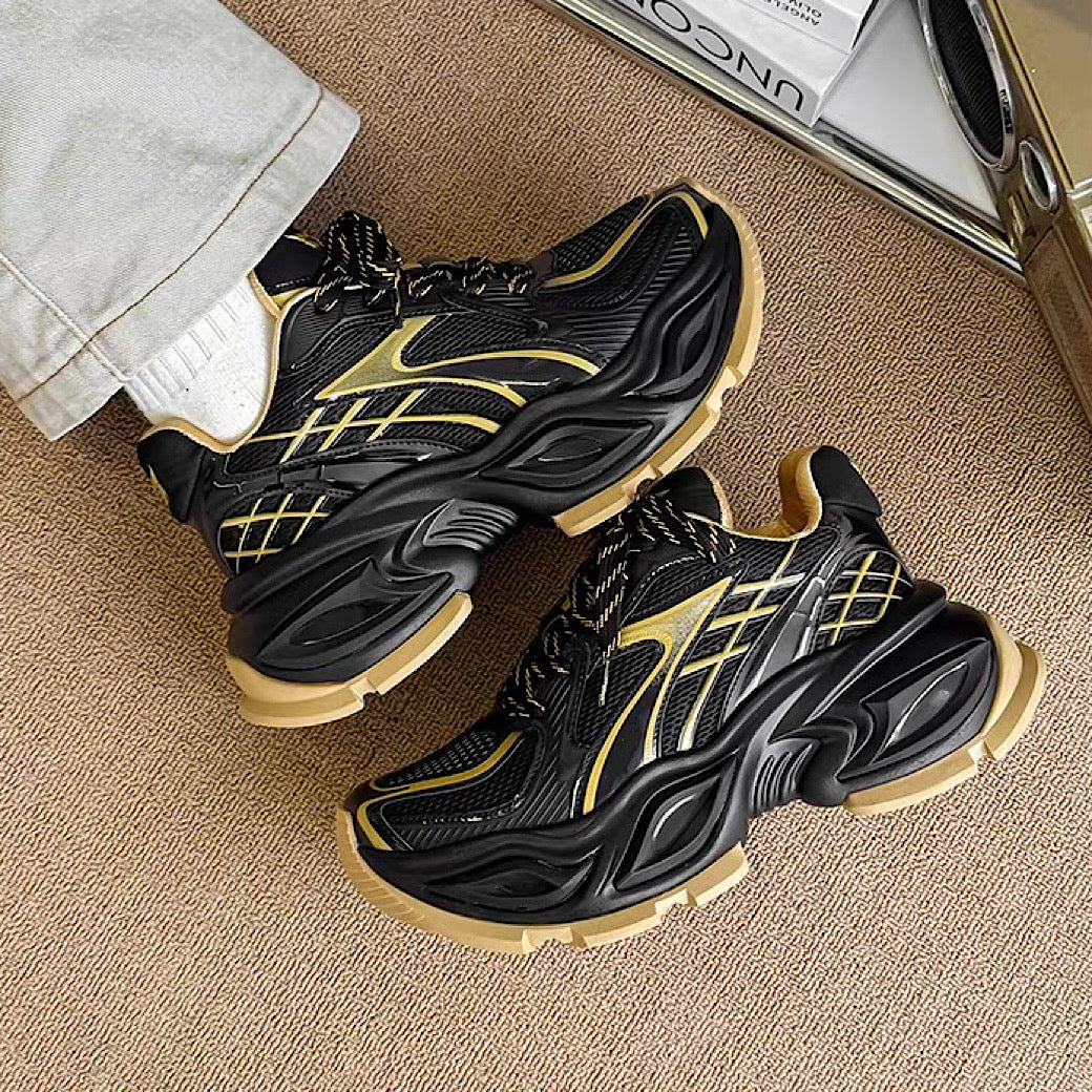 High-top sole silhouette block design casual platform sneakers