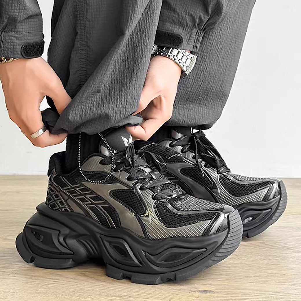 High-top sole silhouette block design casual platform sneakers