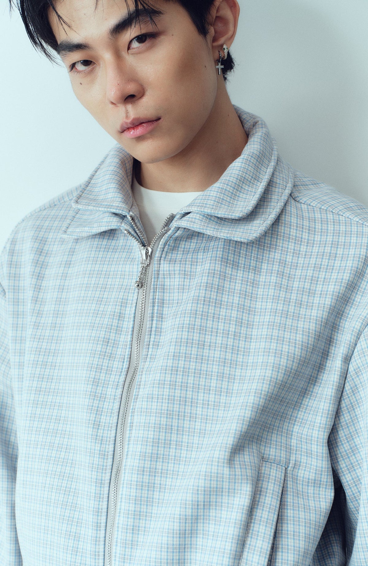 KADAKADA Double-Layer Collar Reversible Plaid Jacket