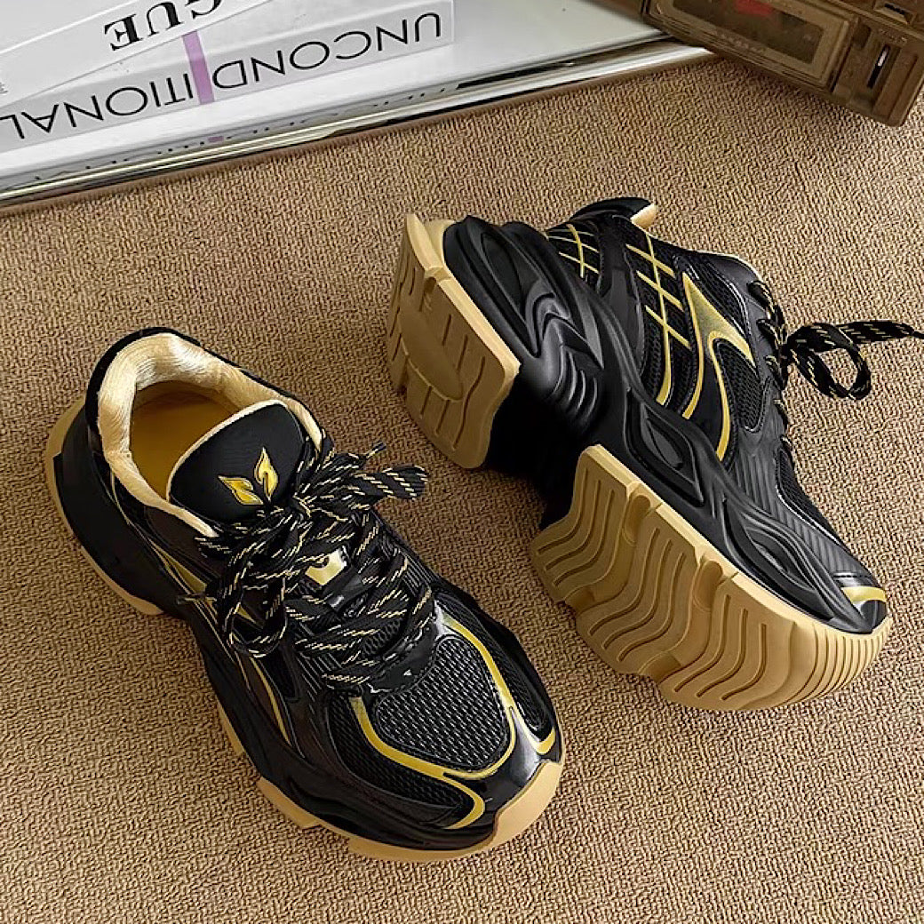 High-top sole silhouette block design casual platform sneakers