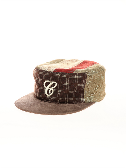6CRAYON Retro Patchwork Embroidered Flat-Brim Baseball Cap