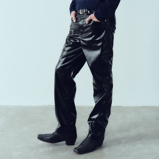 KADAKADA Glossy PU Straight-Leg Pants
