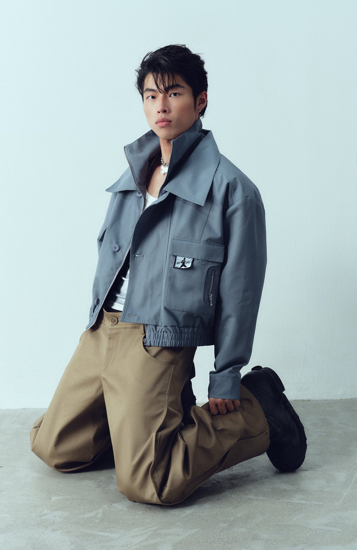 KADAKADA Double-Collar Shielded Utility Cropped Jacket
