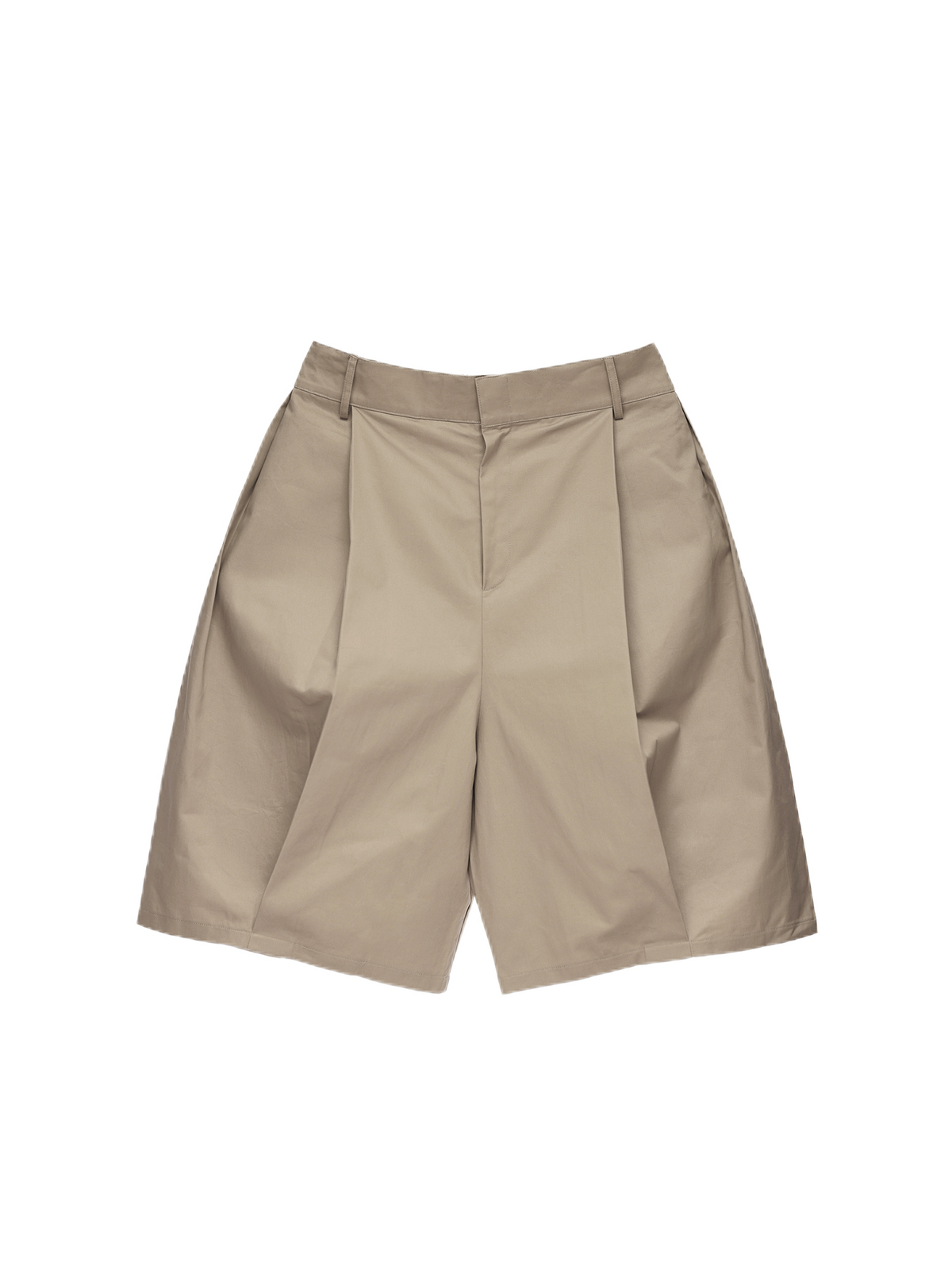 6CRAYON Retro Double-Pleat Wide-Leg Shorts Khaki