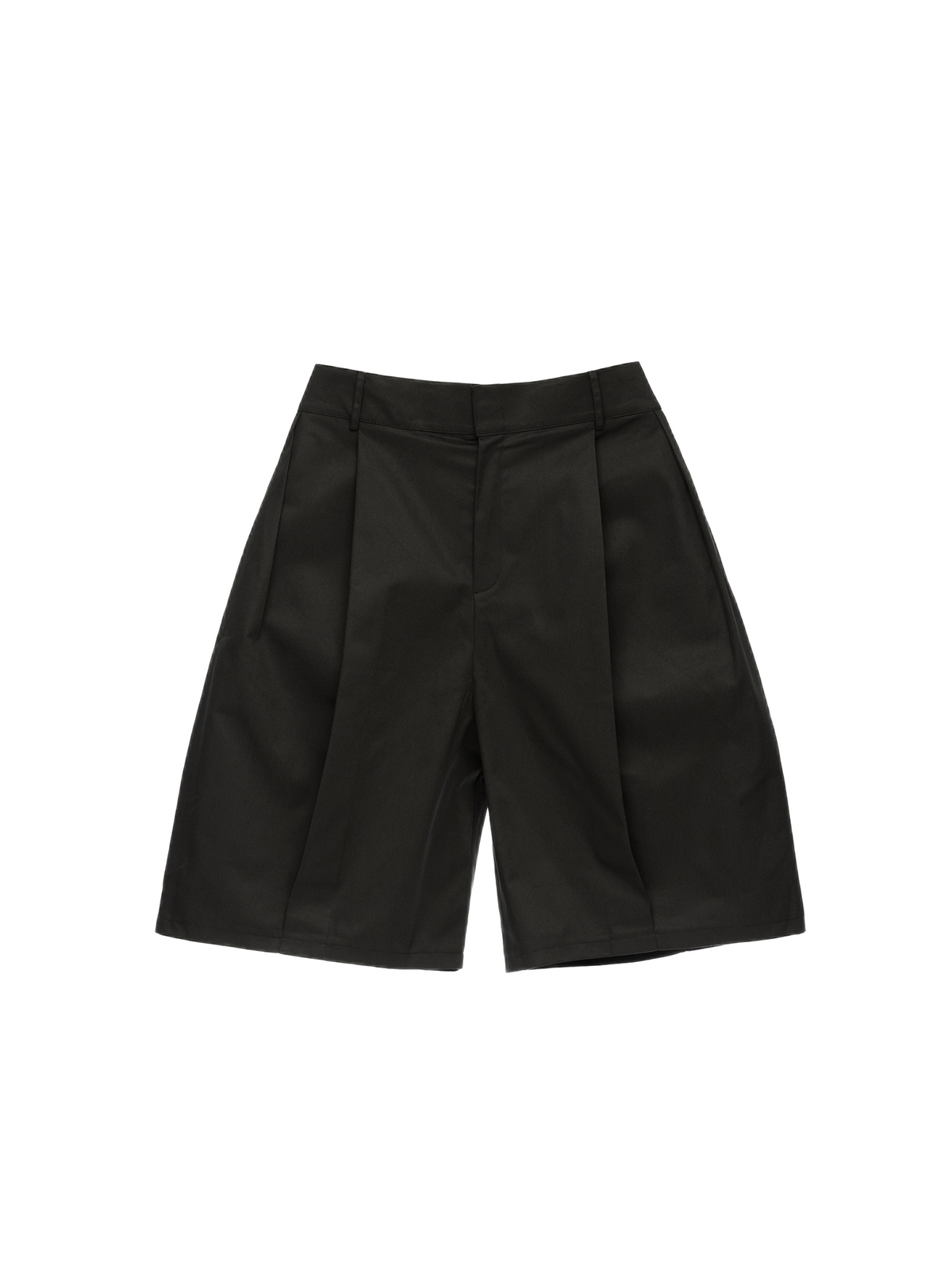 6CRAYON Retro Double-Pleat Wide-Leg Shorts Black