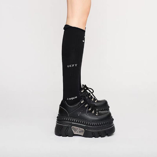 High-up platform silhouette black casual sneakers  HL3260