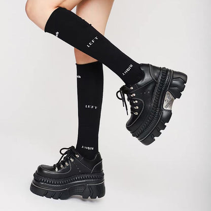 High-up platform silhouette black casual sneakers  HL3260
