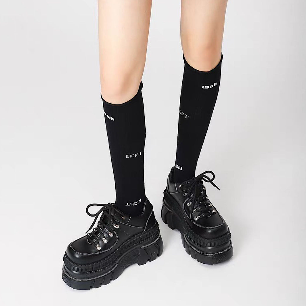High-up platform silhouette black casual sneakers