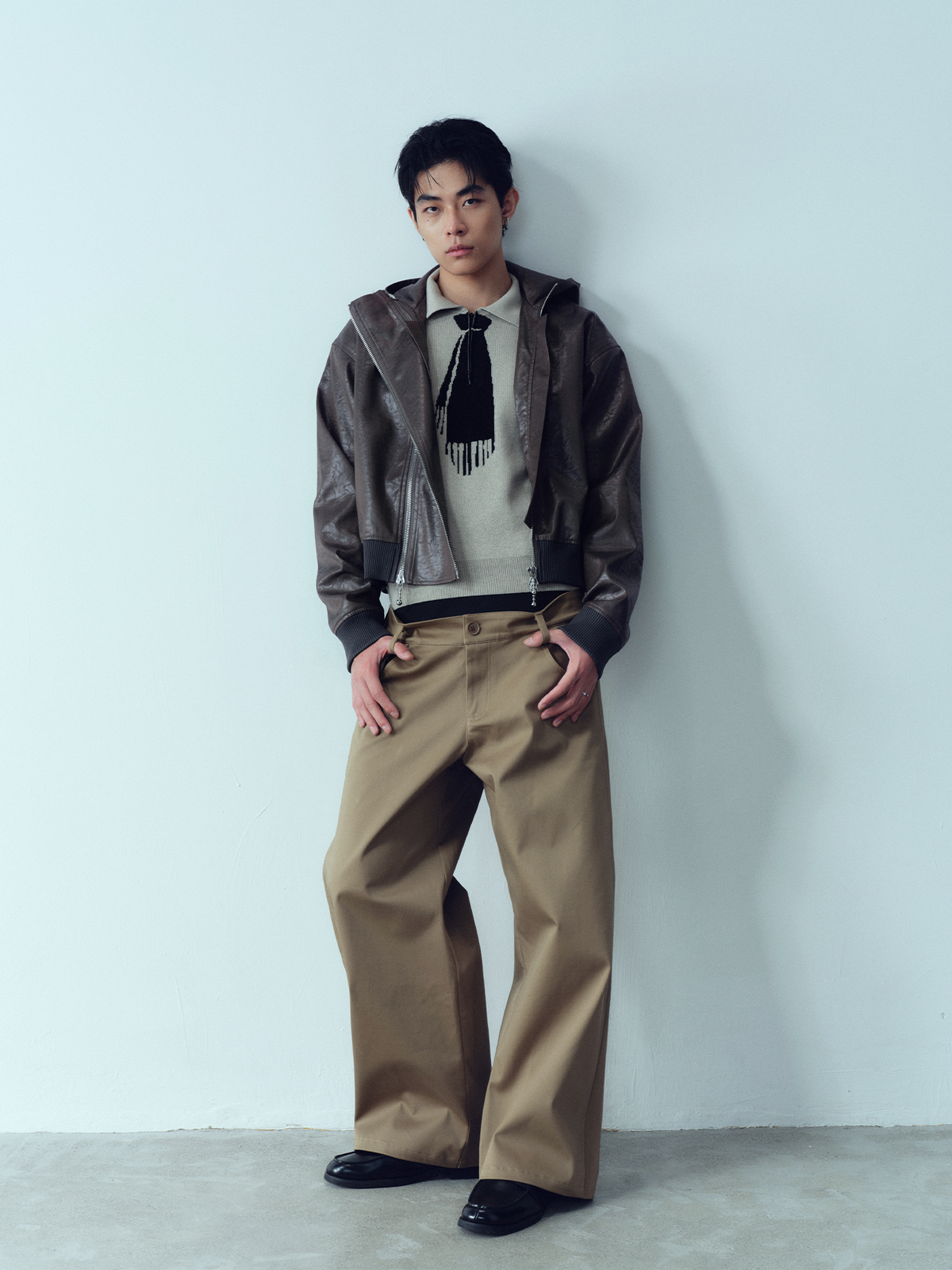 KADAKADA Dual-Waist Contrast Panel Trousers