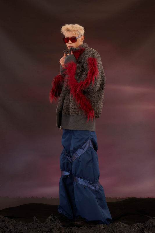 KADAKADA Faux Fur Spliced Oversized Fleece Jacket