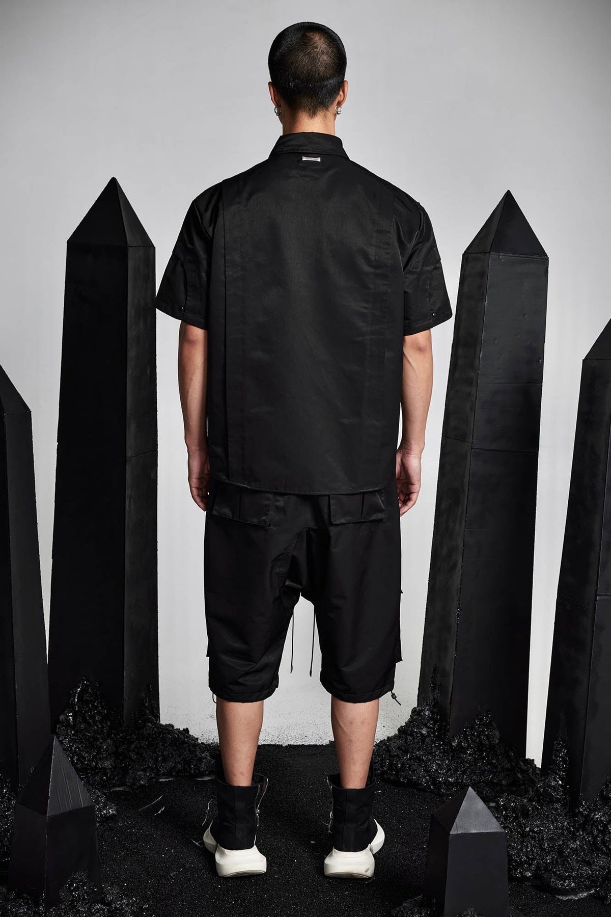 SSIN7 Multi-Pocket Satin Drawstring Shorts
