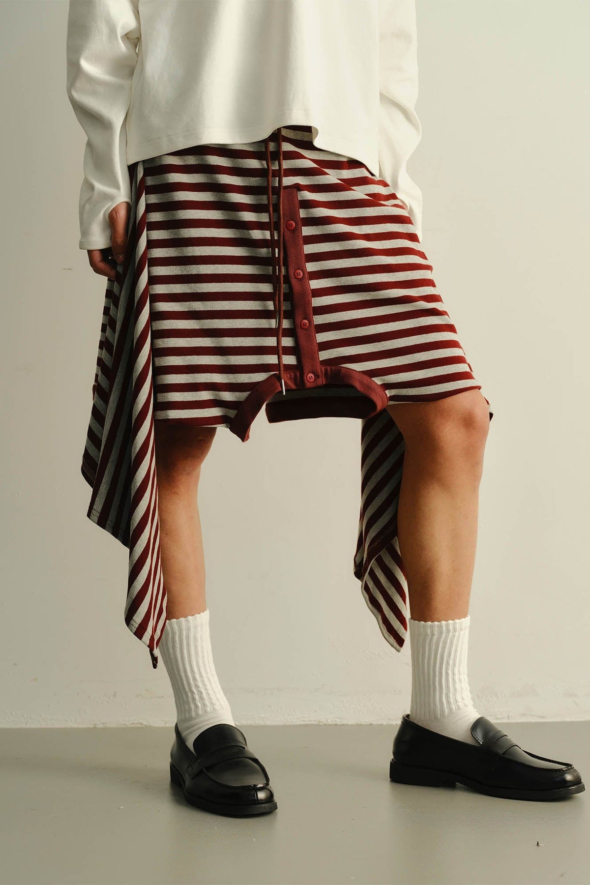 KADAKADA Sweater-Reworked Striped Knit Shorts
