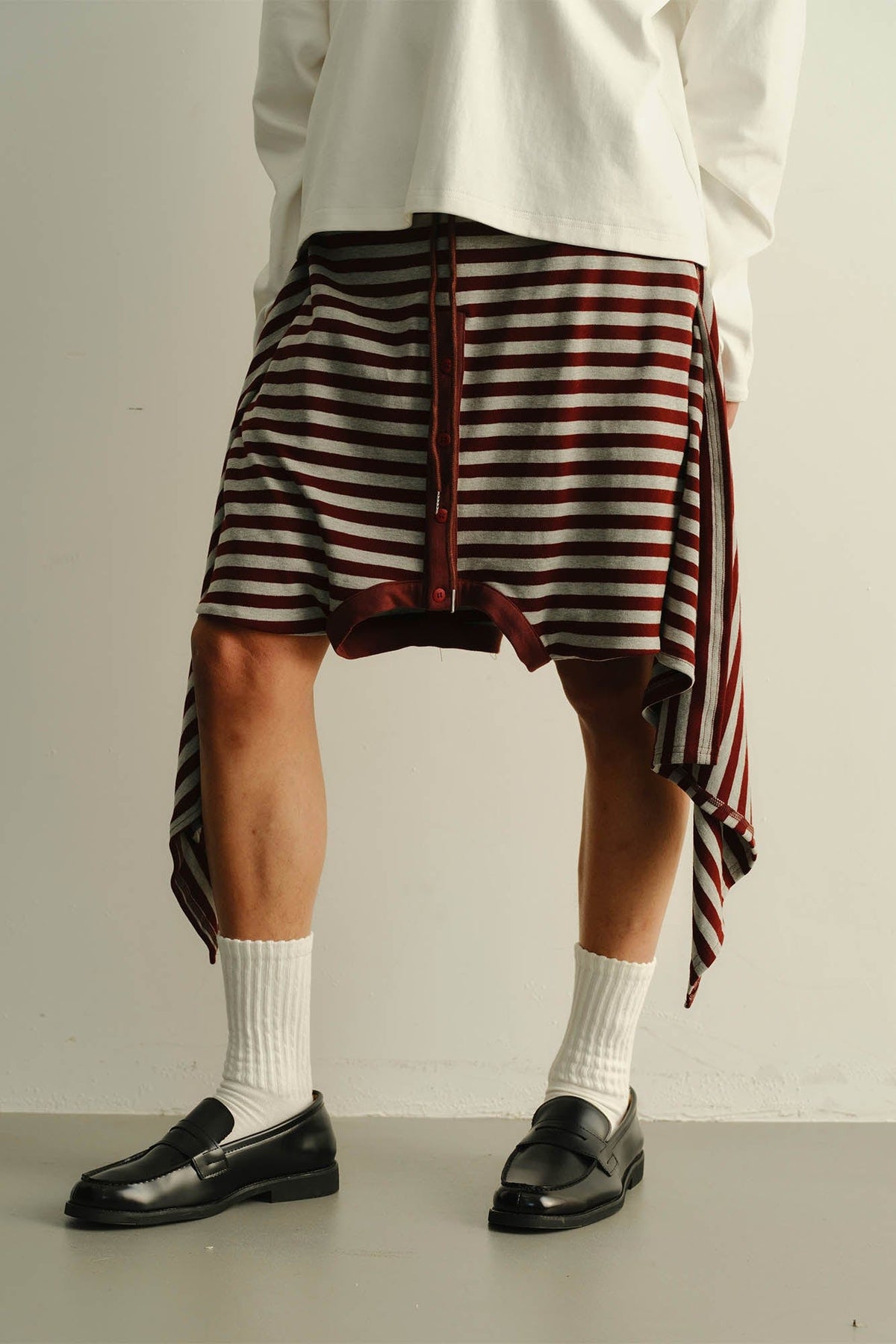 KADAKADA Sweater-Reworked Striped Knit Shorts