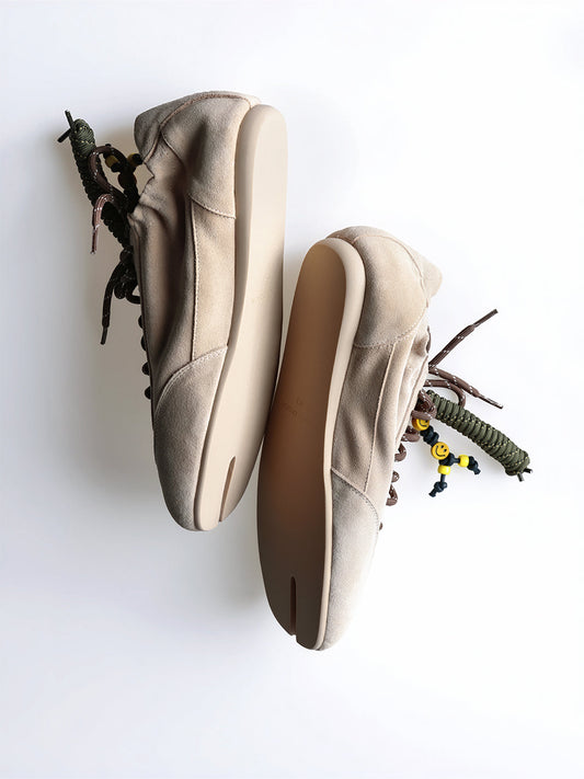 Khaki Suede Thin-Sole Tabi Sneakers