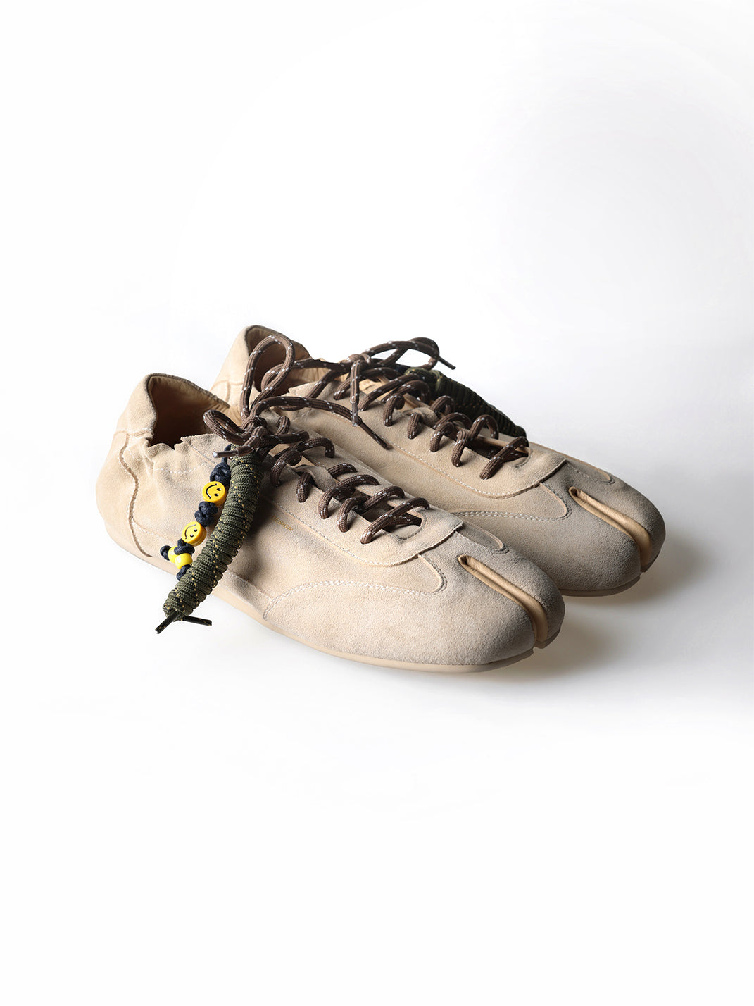 Khaki Suede Thin-Sole Tabi Sneakers