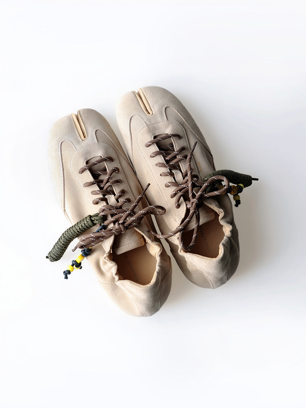 Khaki Suede Thin-Sole Tabi Sneakers