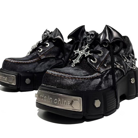 Devil Bad special fabric silver point platform shoes  HL3181