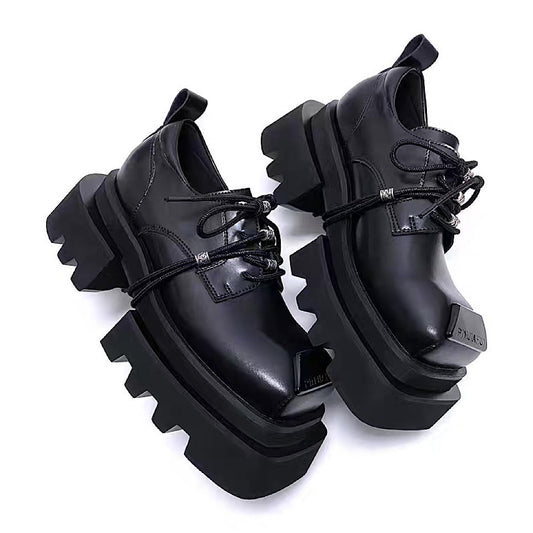 Thick-soled black heeled sole style basic design sneaker boots  HL3224